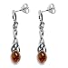 Certified Genuine Honey Amber and .925 Sterling Silver Celtic Oval Earrings