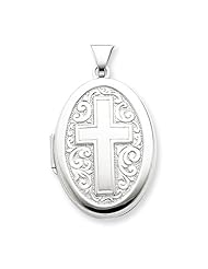 Sterling Silver Oval Cross Locket