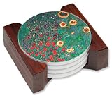 Klimt: Sunflowers Ceramic Drink Coaster Set