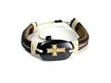 Celtic Cross Leather Bracelet with Adjustable Cord
