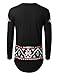URBANCREWS Mens Hipster Hip Hop Graphic Zippered Longline Crewneck T-shirt
