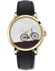 SPRAWL Aanalog Fashion Series Gold Ladies Watches of Genuine Black Leather Strap,Unique Wrist Watch for Women Girls Designed with feint gray