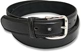 Mens Black Leather Belt - Smart - Casual - Double Stitched