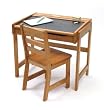 Lipper 554P Desk w/Chalkboard Top and Chair-Pecan