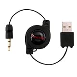 Male USB to Male Headphone Stereo Retractable 3.5mm Audio Extension Cable - Color Black