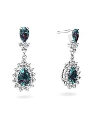 Created Alexandrite 14kt White Gold Dangle Drop Earrings