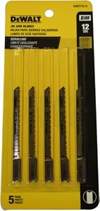 DEWALT DW3715-5 3-Inch 12 TPI Trim/Coping Cobalt Steel U-Shank Jig Saw
