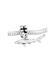 Sterling Silver Great White Shark Dangle Bead Charm