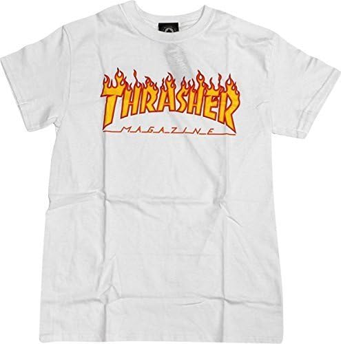 Thrasher Flame Logo T-Shirt [Large] White by Skateboardlink
