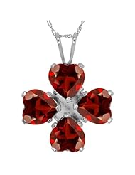3.60 Ct Heart Shape Red Garnet 925 Sterling Silver Pendant
