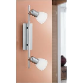 Eglo 86214A Ares-1, Nickel Frosted, 2-Light Opal Track Light Fixture by Eglo