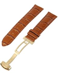 JBW JB-20MMGLD-BRN 20-mm Genuine Brown Crocodile Pattern Butterfly Buckle Leather Band Watch Strap