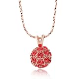 18K Rose Gold-Plated Crystal Ball Necklace with Adjustable Chain and Free Gift Box (217)