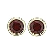14K Yellow Gold Bezel Set 4 MM Garnet Earring Studs