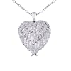 Rhodium Plated Sterling Silver White Cubic Zirconia Angel Heart Wing Pendant Necklace, 18"