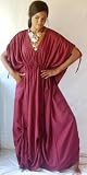 MAROON DRESS CAFTAN LONG RUCHING ASYM TIES MAXI BOHO FITS - L XL 1X 2X 3X 4X - X206S