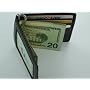 Black Fine Leather Hand Crafted Mans Man's Mens Men's Super Thin Wallet w Spring Metal Money Clip