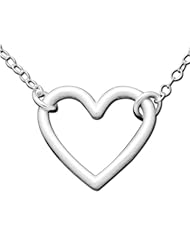 925 Sterling Silver Heart Charm Pendant Necklace