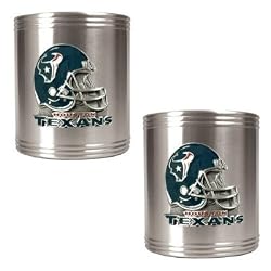 Houston Texans 2pc Stainless Steel Can Holder Set- Helmet Logo NFL Football