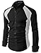 Doublju Mens Dress Shirt with Contrast Side Pannel