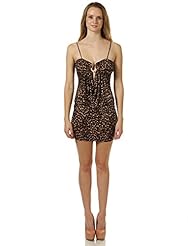 Cowl Neck Fitted  Animal Print Mini Dress  With Rhinestones