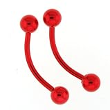 Anodized Red Titanium Eyebrow - 16g - 11mm x 4mm Bar (Sold as Pair)