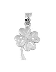 Celtic White Gold Pendant - The Lucky Clover Leaf Charm