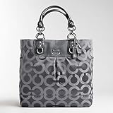 AUTHENTIC COACH MADISON OP ART MAG/BUSINESS TOTE 13583 (Silver/Graphite)