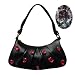 Bisadora Black Leather Snap Hobo W/ Iridescent Clear Crystals