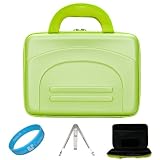 Green Durable Semi Hard Nylon Protective Cube Carrying Case for Apple iPad 3 Wifi Tablet (16GB, 32GB, 64GB) and Apple iPad 1 and iPad 2 + Silver Metal Butterfly Tablet Stand Tablet + SumacLife TM Wisdom Courage Wristband