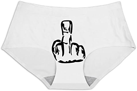 PCY Seamless Ice Silky Raise F#ck Middle Finger Hipster Boyshort Briefs For Women Size L White