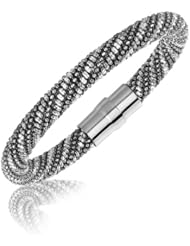 Sterling Silver Ruthenium Plated Spiral Design Popcorn Bangle