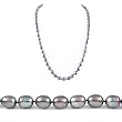 Single Strand 22 Inch 8-9mm Black Oval Shape Freshwater Cultured Pearl Necklace