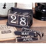 Vintage Perpetual Wood Calendar Set tagged \