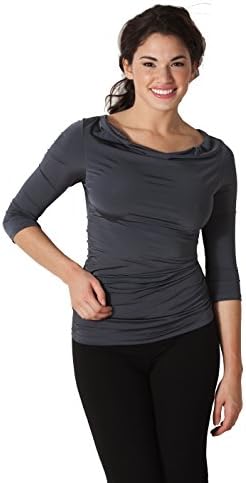 Adea Metallic 3/4 Sleeve Cowl Neck Top - Final Sale