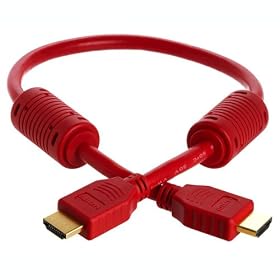 Premium 1.5ft (0.5M) Ultra-High Speed HDMI Cable - 120 Hz - Version 1.3 Category 2 - 1080p - PS3 - Blu-Ray - XBox360 - RED Color
