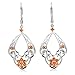 Natural Fire Opal Flower Drop Earrings in Sterling title=