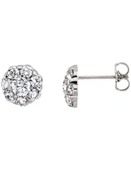 14K White Gold Diamond Cluster Earrings - 0.75 Ct. Total Weight -- LIFETIME WARRANTY
