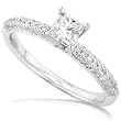 3/4ctw Princess & Round Diamond Engagement Ring in 14kt White Gold (HI/I1)