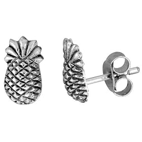 Tiny Sterling Silver Pineapple Stud Earrings