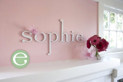 Wooden Hanging Wall Letters " e " - White Hanging Decorative Wood Letters for Children