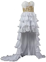 Chiffon Sweetheart High-Low-Hem Short Tiered Beaded Applique  Prom Dress  With Pearls