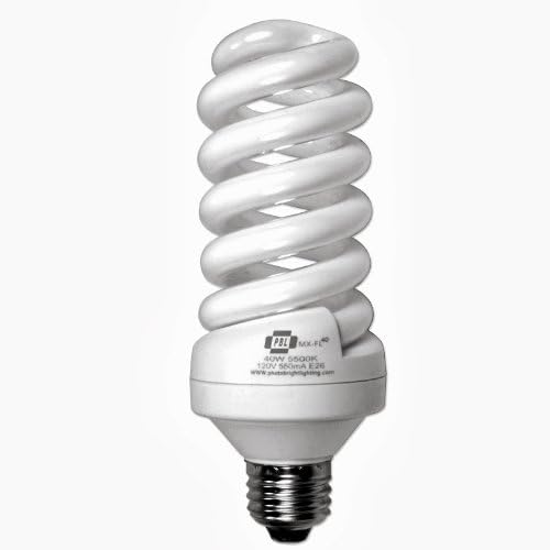 Full Spectrum Light Bulb - PBL 40W Compact Fluorescent Daylight Balanced 5500K - Pure White Light