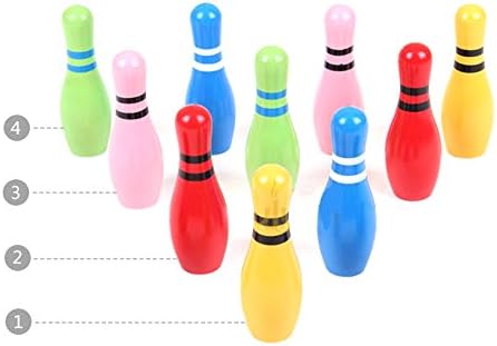 Ziyier G&E: Rainbow Colored Bowling Set Toy for Toddlers with Ball and 10 Stacking Pins