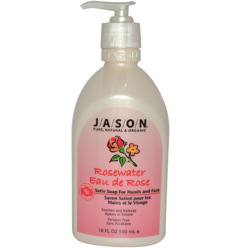 Jason Rosewater Satin Soap for Hands and Face, 16-Ounce Pump Bottle