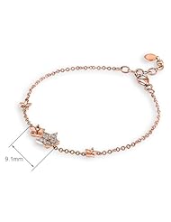 (X1000Diamond) 18K/750 Rose Gold Sakura Shape Diamond Bracelet 6.5" + 1" (0.12ct, G-H Color, VS2-SI1 Clarity)