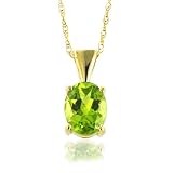 14k Yellow 9x7 mm Oval Peridot Pendant