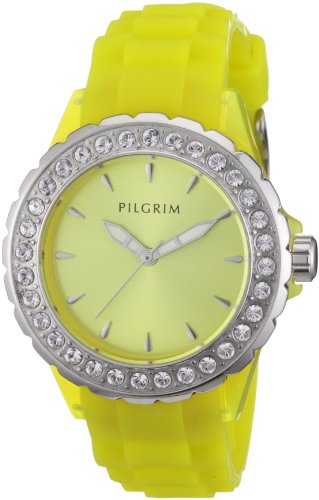 Pilgrim Damen-Armbanduhr, versilbert, gelb Rubber Analog Quarz 780-255 Preisvergleich
