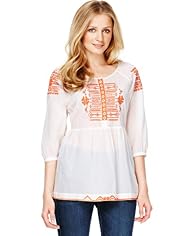 Indigo Collection Pure Cotton Bliss Embroidered Blouse