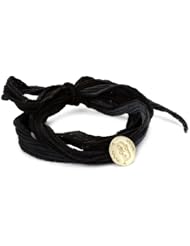 Mizuki 14k Gold Monogram Letter "O" Button on Ombre Silk Bracelet